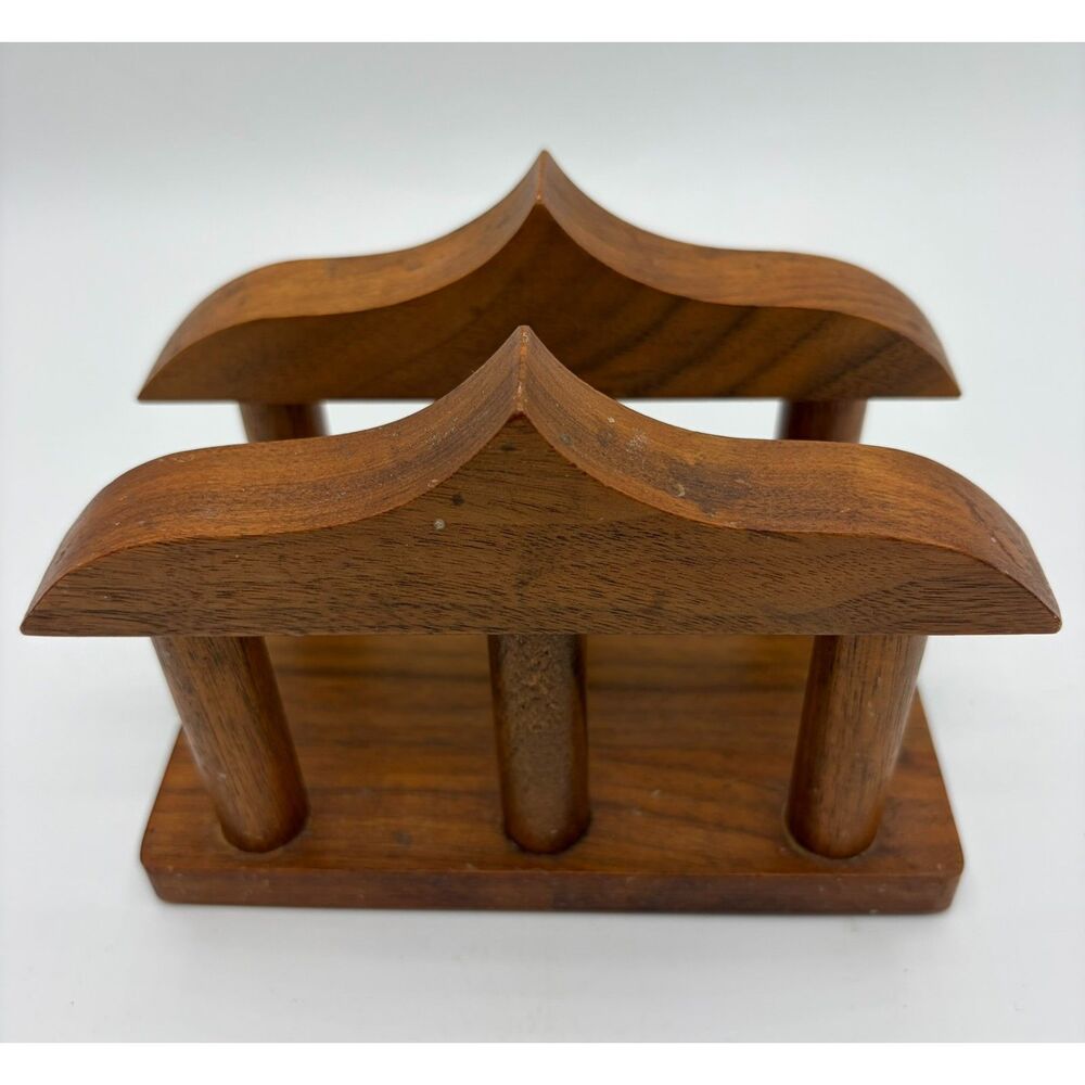 Vintage Farmhouse Cottage Thick Solid Wood Napkin Holder
